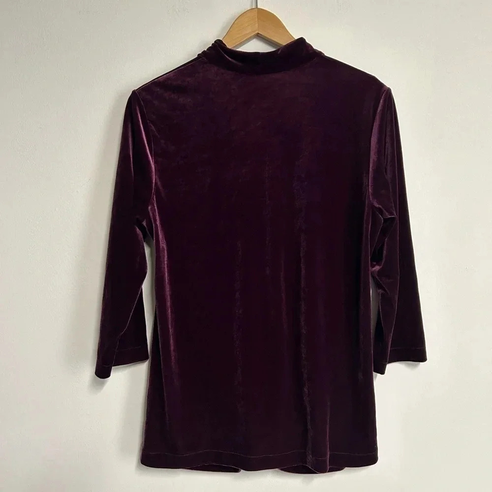 Lands' End  Women’s 14W Purple Velvet Ruched V Neck‎ Top Whimsigoth Witchy - Picture 6 of 13